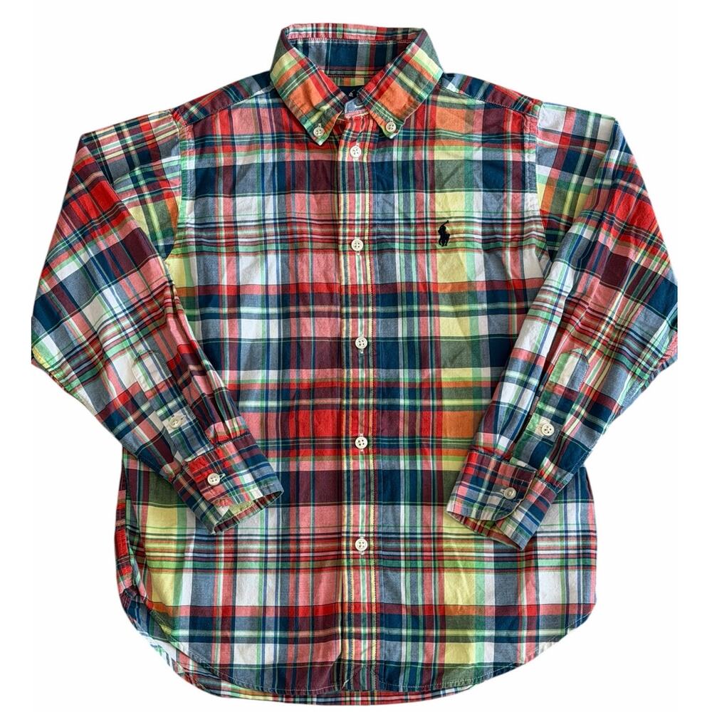 RALPH LAUREN Boys Long Sleeve Plaid Button Down Size 6